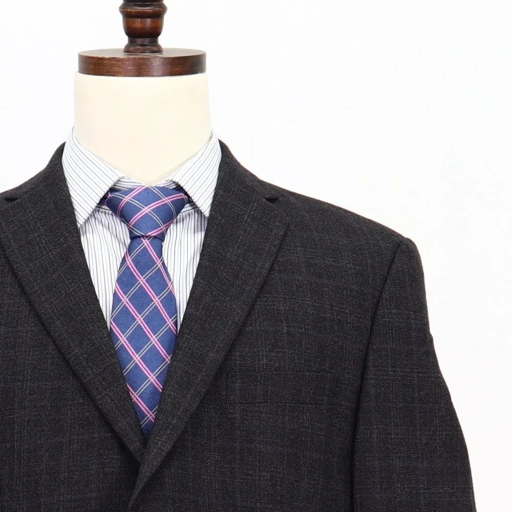 Calvin Klein 42L Gray Check 2-Button Sport Coat Blazer Jacket V099